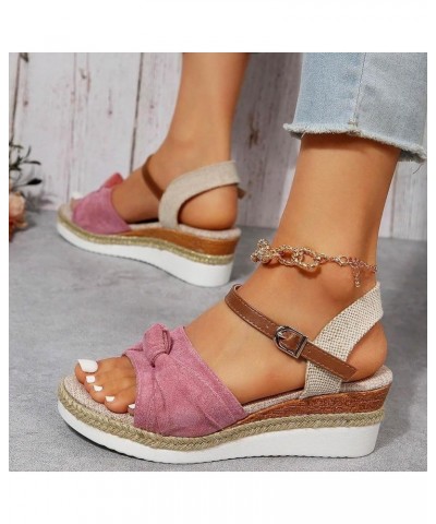 Sandals for Women Wedge Flatform Wedge Casual Sandal Comfortable Slides Sandals Lightweight Breathable Shoes 48-nrny-pink-c $...