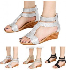 Platformas Sandals Women, Women's Platform Sandals Wedge Ankle Strap Open Toe Sandals Z 03-silver $11.37 Sandals