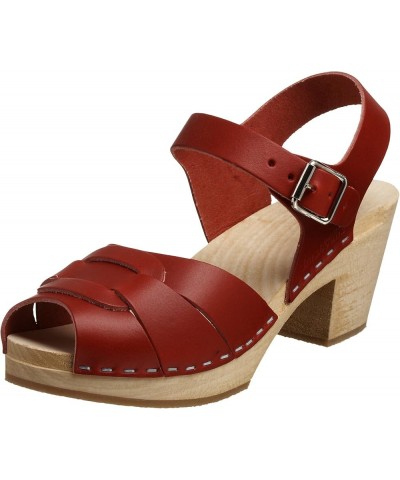 Women's Peep Toe High Sandal Red $40.95 Sandals