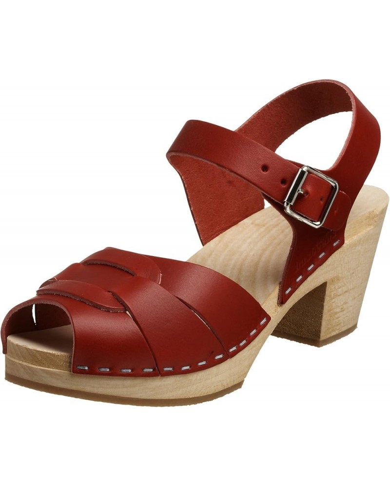 Women's Peep Toe High Sandal Red $40.95 Sandals