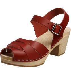 Women's Peep Toe High Sandal Red $40.95 Sandals