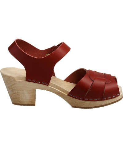 Women's Peep Toe High Sandal Red $40.95 Sandals