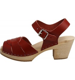 Women's Peep Toe High Sandal Red $40.95 Sandals