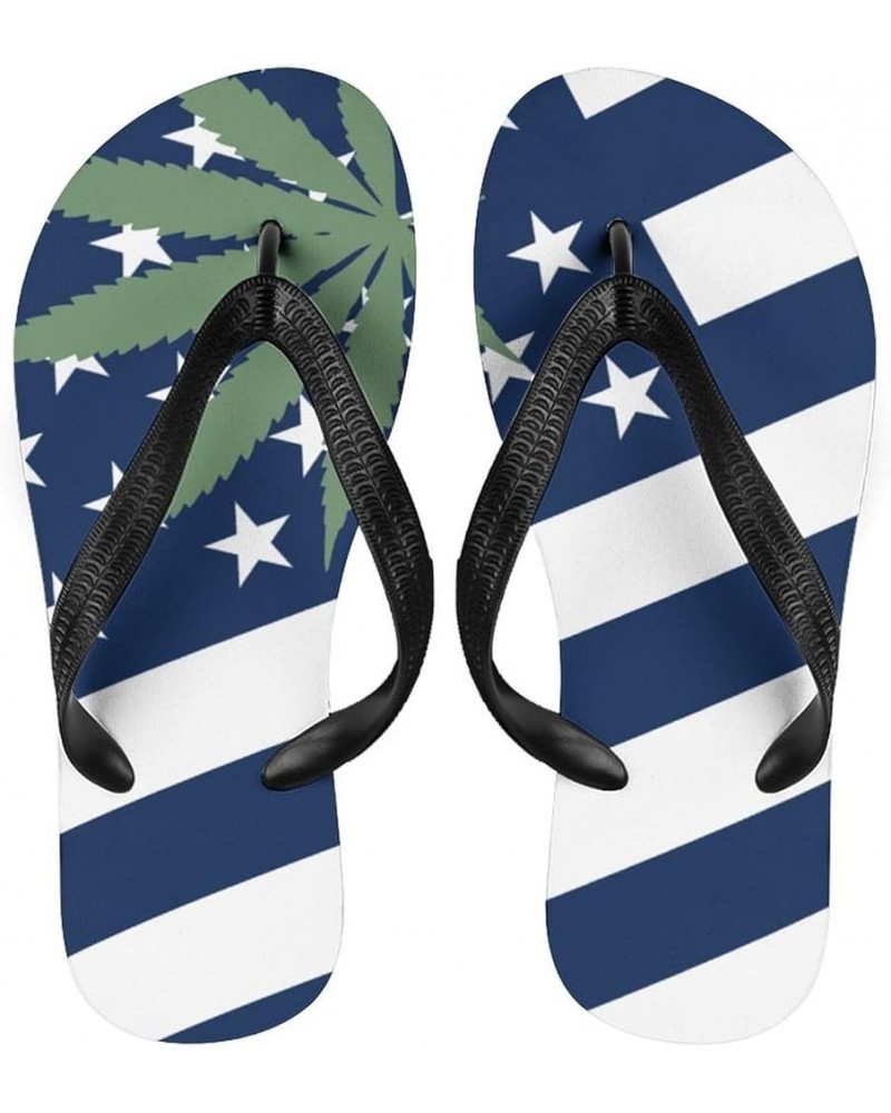 American Weed Flag Slim Flip Flops for Women Men Casual Non-Slip Sandals Beach Flip Flop Shower Slippers Style $15.75 Sandals