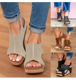 Wedge Sandals for Women, Sandals for Women Casual Summer Open Toe Sandals Breathable Open Toe Sandals with Buckle Brown $17.6...