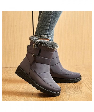 Wide Calf Snow Boots for Women Plus Size Ankle Snow Boots Womens 8.5 Waterproof Black Winter Work Boots for Woman Womens Brow...