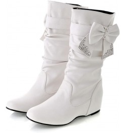 Ankle Boots for Women Zipper Mid Calf Booties Cowboy Boots Pointed Toe Short Snow Boots White $29.64 Boots