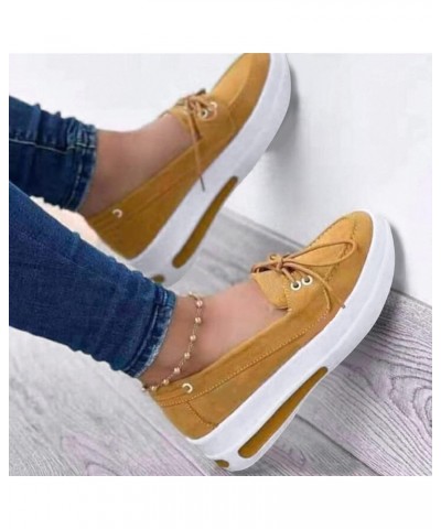 Women's Tennis Shoes Sneakers for Women Platform Suede Ladies Casual Solid Color Wedge Fashion Lace-Up Shoes (Pink, 6.5-7) 9 ...