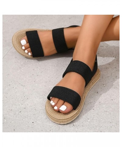 Toddler Sandals Comfy Sandals For Women Sandals Women Dressy Summer Flat Comfortable Flats For Girls Woman Sandals Bea 6-blac...