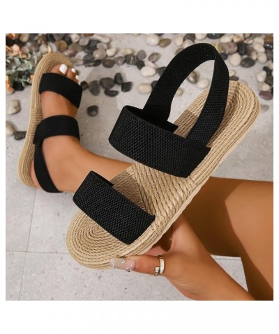 Toddler Sandals Comfy Sandals For Women Sandals Women Dressy Summer Flat Comfortable Flats For Girls Woman Sandals Bea 6-blac...