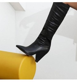 Women's Knee High Boots High Heel Pull On Long Boots Ladies Stretch Comfortable Fashion Dress Boots Silver $33.05 Boots