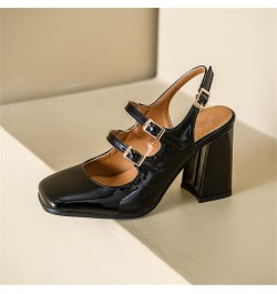 Women Double Monk Straps Sky High Block Heel Slingback Sandals Pumps Black $30.31 Pumps