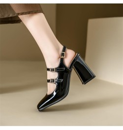 Women Double Monk Straps Sky High Block Heel Slingback Sandals Pumps Black $30.31 Pumps