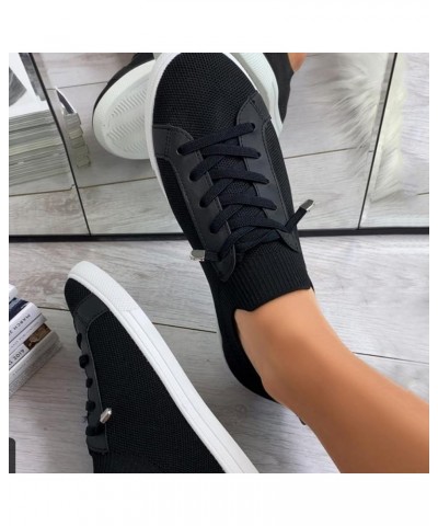 Womens Sports Walking Sneakers Fashion Athletic Sneakers Platform Casual Shoes Lace Up Flat Heel Orthopedic Shoes Black $16.3...