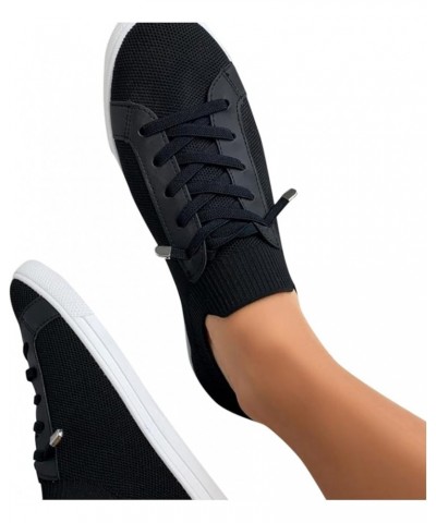 Womens Sports Walking Sneakers Fashion Athletic Sneakers Platform Casual Shoes Lace Up Flat Heel Orthopedic Shoes Black $16.3...