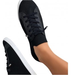 Womens Sports Walking Sneakers Fashion Athletic Sneakers Platform Casual Shoes Lace Up Flat Heel Orthopedic Shoes Black $16.3...