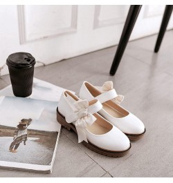 Women's Retro Mary Jane Oxford Pumps Round Toe Buckle Strap Comfy Chunky Low Heels School Dress Shoes White $31.79 Pumps