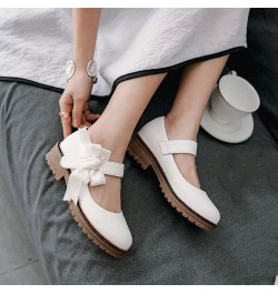 Women's Retro Mary Jane Oxford Pumps Round Toe Buckle Strap Comfy Chunky Low Heels School Dress Shoes White $31.79 Pumps