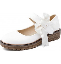 Women's Retro Mary Jane Oxford Pumps Round Toe Buckle Strap Comfy Chunky Low Heels School Dress Shoes White $31.79 Pumps