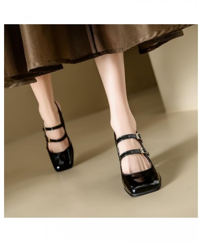 Women Double Monk Straps Sky High Block Heel Slingback Sandals Pumps Black $30.31 Pumps