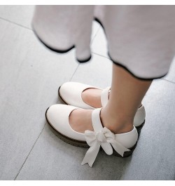 Women's Retro Mary Jane Oxford Pumps Round Toe Buckle Strap Comfy Chunky Low Heels School Dress Shoes White $31.79 Pumps