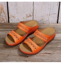 Women Arch Support Yoga Mat Cushion Flip Flops Thong Sandals Elastic Strappy Beach Block Heels Chunky Sandals 78-ibzwp-orange...