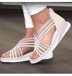 Women's Casual Stretchy Slope Bottom Roman Shoes Summer Fashion Ladies Sandals Wedding Shoes Pink $14.92 Athletic Shoes