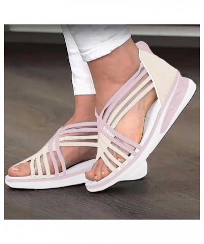 Women's Casual Stretchy Slope Bottom Roman Shoes Summer Fashion Ladies Sandals Wedding Shoes Pink $14.92 Athletic Shoes