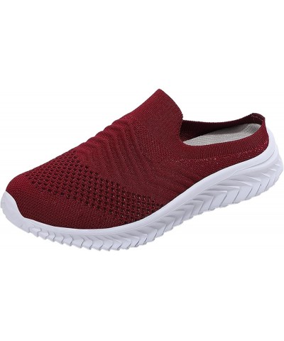 Womens Slip On Running Shoes Non Slip Walking Shoes Lightweight Gym Sneakers Shoes Women Casual Red $15.35 Fashion Sneakers