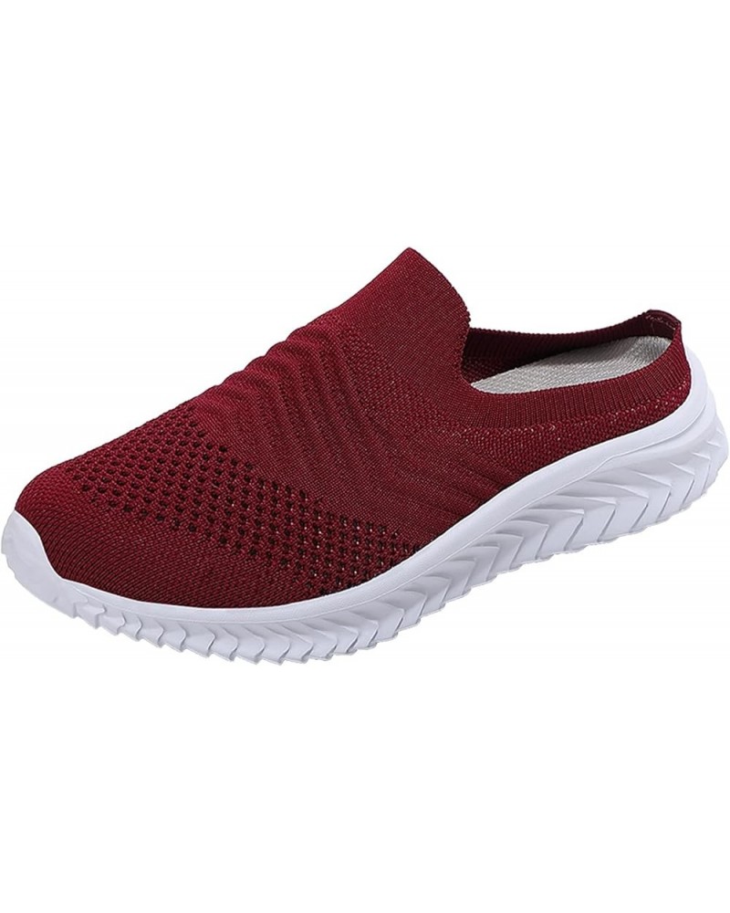 Womens Slip On Running Shoes Non Slip Walking Shoes Lightweight Gym Sneakers Shoes Women Casual Red $15.35 Fashion Sneakers