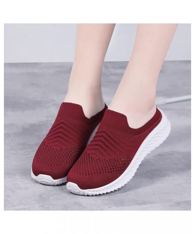 Womens Slip On Running Shoes Non Slip Walking Shoes Lightweight Gym Sneakers Shoes Women Casual Red $15.35 Fashion Sneakers