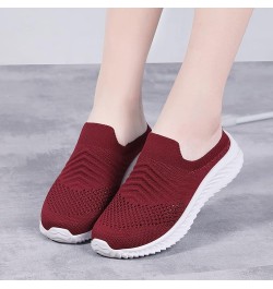 Womens Slip On Running Shoes Non Slip Walking Shoes Lightweight Gym Sneakers Shoes Women Casual Red $15.35 Fashion Sneakers