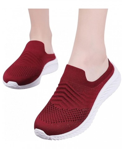 Womens Slip On Running Shoes Non Slip Walking Shoes Lightweight Gym Sneakers Shoes Women Casual Red $15.35 Fashion Sneakers