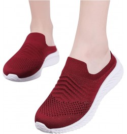 Womens Slip On Running Shoes Non Slip Walking Shoes Lightweight Gym Sneakers Shoes Women Casual Red $15.35 Fashion Sneakers