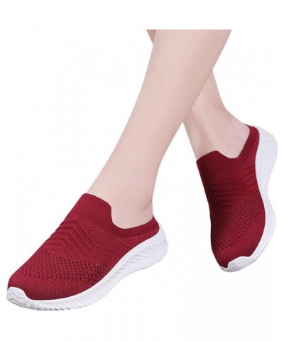 Womens Slip On Running Shoes Non Slip Walking Shoes Lightweight Gym Sneakers Shoes Women Casual Red $15.35 Fashion Sneakers