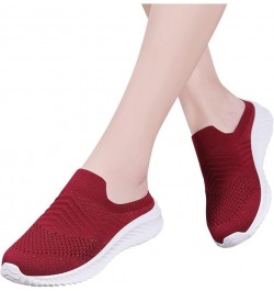 Womens Slip On Running Shoes Non Slip Walking Shoes Lightweight Gym Sneakers Shoes Women Casual Red $15.35 Fashion Sneakers