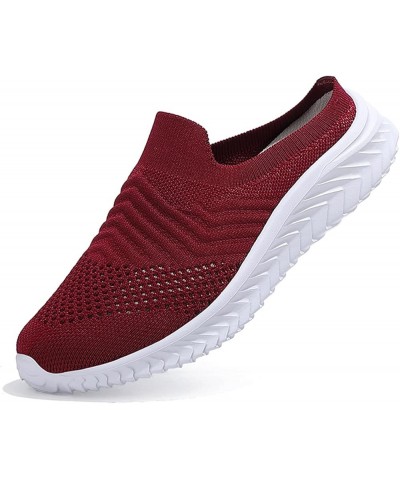 Womens Slip On Running Shoes Non Slip Walking Shoes Lightweight Gym Sneakers Shoes Women Casual Red $15.35 Fashion Sneakers