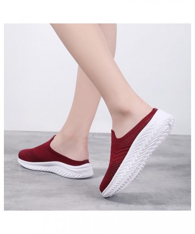 Womens Slip On Running Shoes Non Slip Walking Shoes Lightweight Gym Sneakers Shoes Women Casual Red $15.35 Fashion Sneakers