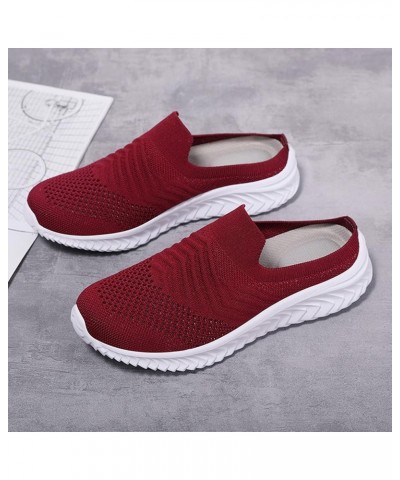 Womens Slip On Running Shoes Non Slip Walking Shoes Lightweight Gym Sneakers Shoes Women Casual Red $15.35 Fashion Sneakers