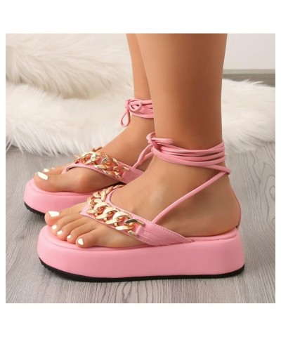 Sandals for Women Casual Summer Fashion Summer Women Sandals Thick Sole Thong Strap Indoor Sandals for (Black, 8.5) Pink 9 $1...