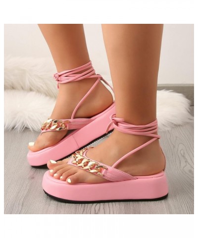 Sandals for Women Casual Summer Fashion Summer Women Sandals Thick Sole Thong Strap Indoor Sandals for (Black, 8.5) Pink 9 $1...