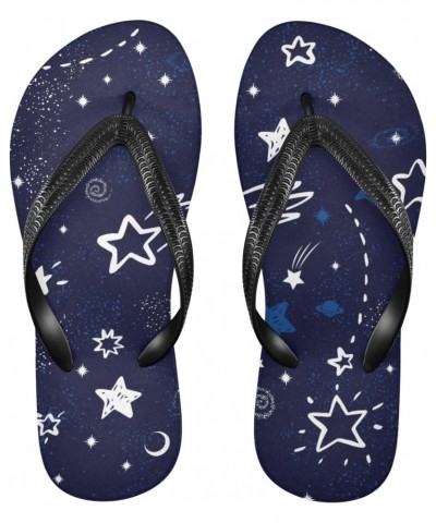 Acpiggto Women Men Flip Flops Rocket Planets Stars Space Navy White Summer Beach Sandals Flat Thong Slides Slippers $15.92 Sa...