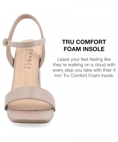 Womens Open Square Toe Band Chunky Block Heel Buckle Ankle Strap Pump Padded Tivona Dress Sandal Taupe $24.00 Sandals