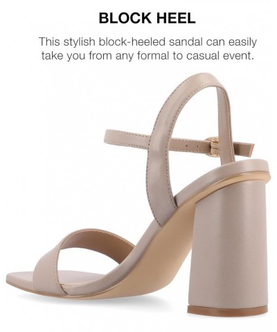 Womens Open Square Toe Band Chunky Block Heel Buckle Ankle Strap Pump Padded Tivona Dress Sandal Taupe $24.00 Sandals