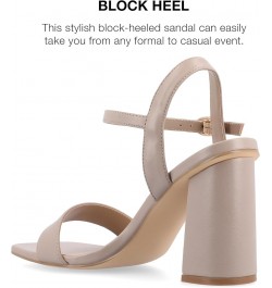 Womens Open Square Toe Band Chunky Block Heel Buckle Ankle Strap Pump Padded Tivona Dress Sandal Taupe $24.00 Sandals