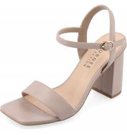 Womens Open Square Toe Band Chunky Block Heel Buckle Ankle Strap Pump Padded Tivona Dress Sandal Taupe $24.00 Sandals