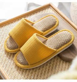 Women Ladies Indoor Non Slip Home Slippers Four Seasons Linen Slippers Couple Models Shoes Womens House Slippers Size 8-9 Yel...