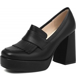 Women Shoes Platform Chunky Heel Square Toe Loafer Black 2 $30.48 Pumps