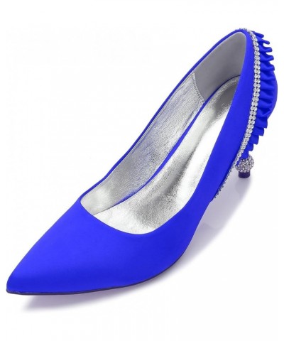 Pointed Toe Heels for Women Casual Dressy Closed Toes Shoes Women's Slip-on Heels Dress Pump Shoes Blue $28.39 Pumps