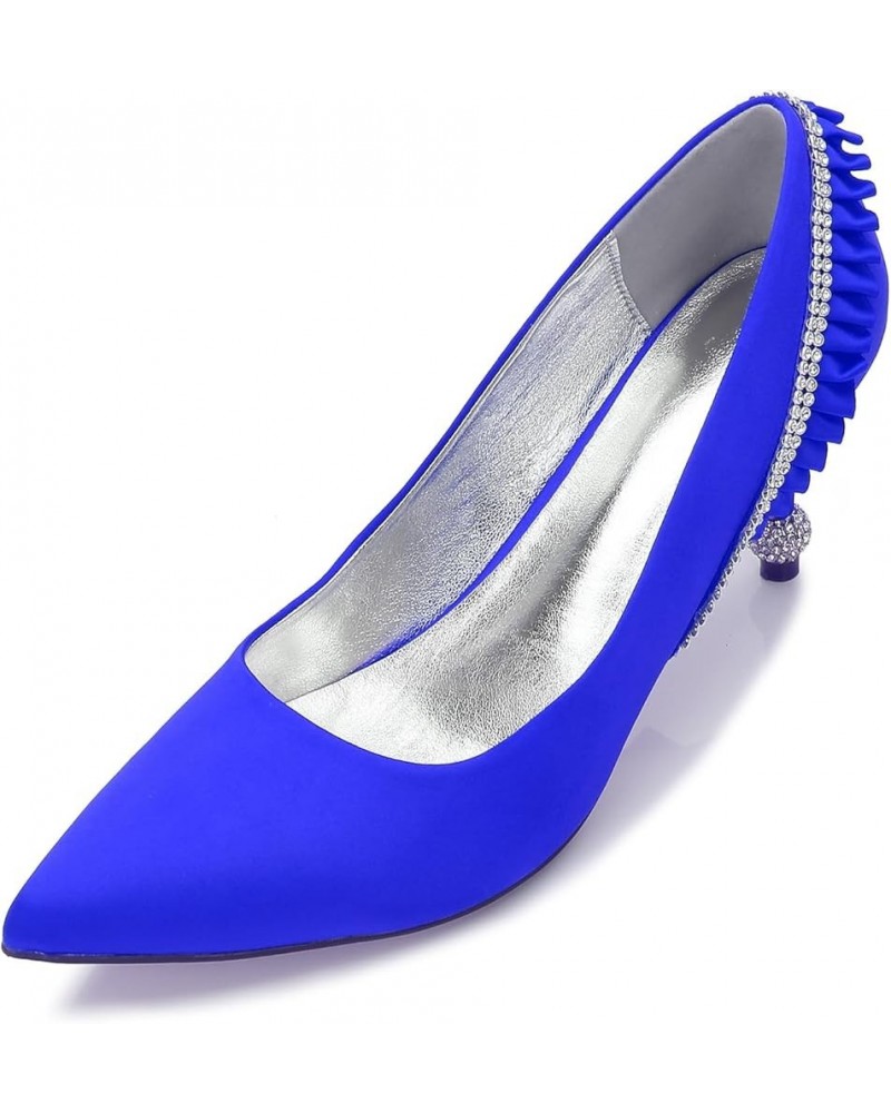 Pointed Toe Heels for Women Casual Dressy Closed Toes Shoes Women's Slip-on Heels Dress Pump Shoes Blue $28.39 Pumps